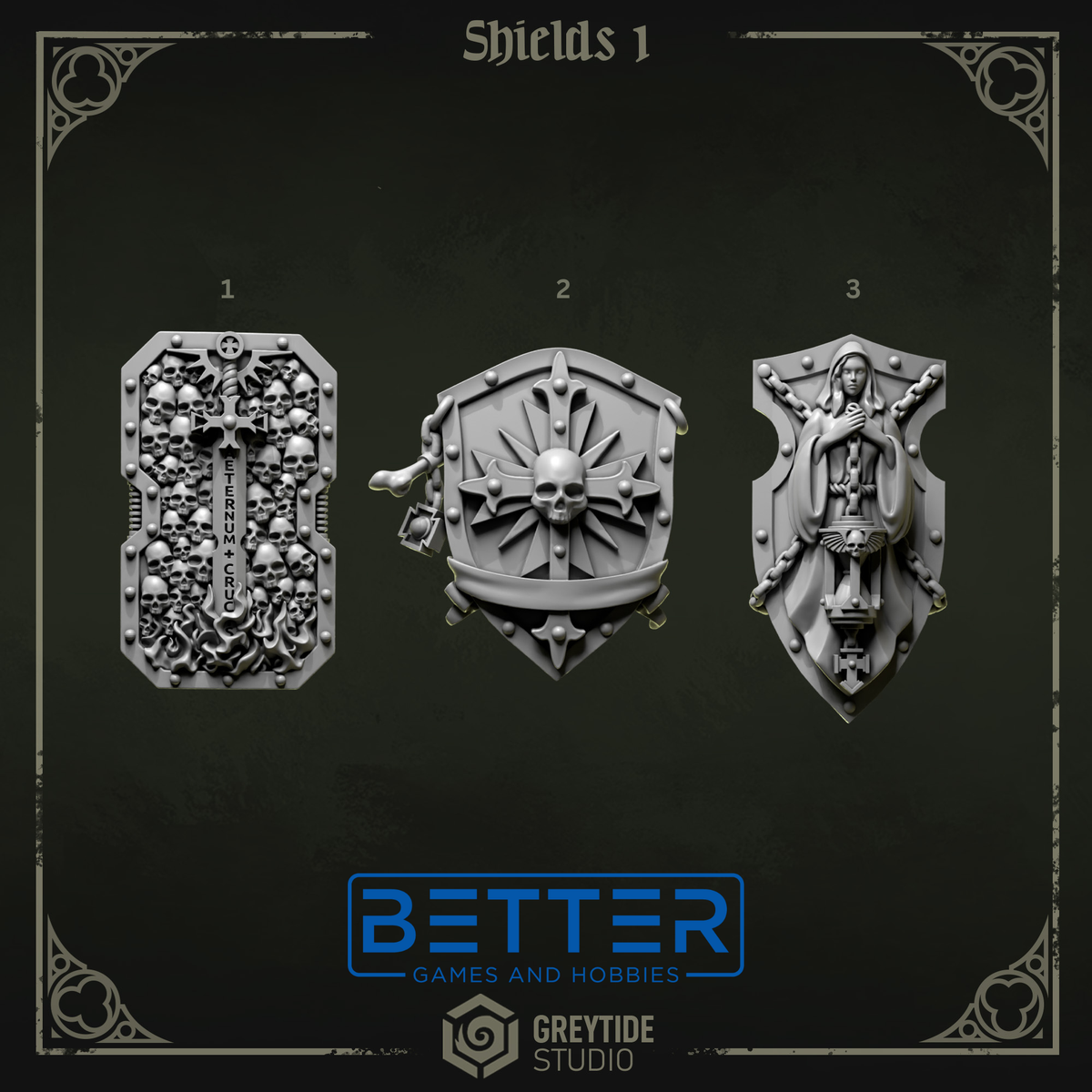 Shields - Eternal Pilgrims Conversion parts for sci-fi wargaming miniatures