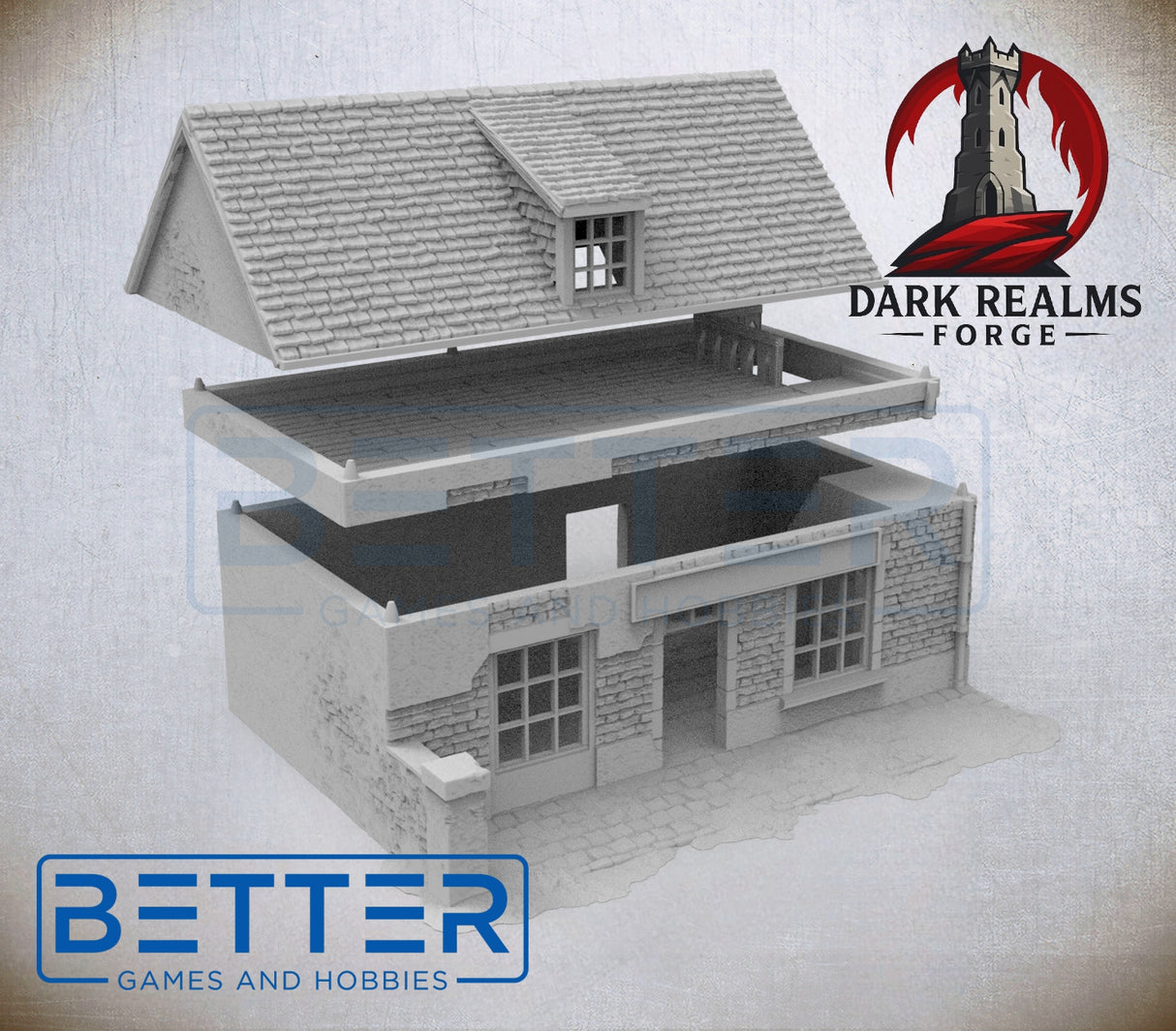 Overlord 1944, Cafe - 32, 28, 20, 15 and 10mm Scale, for Fantasy, Historical terrain RPG