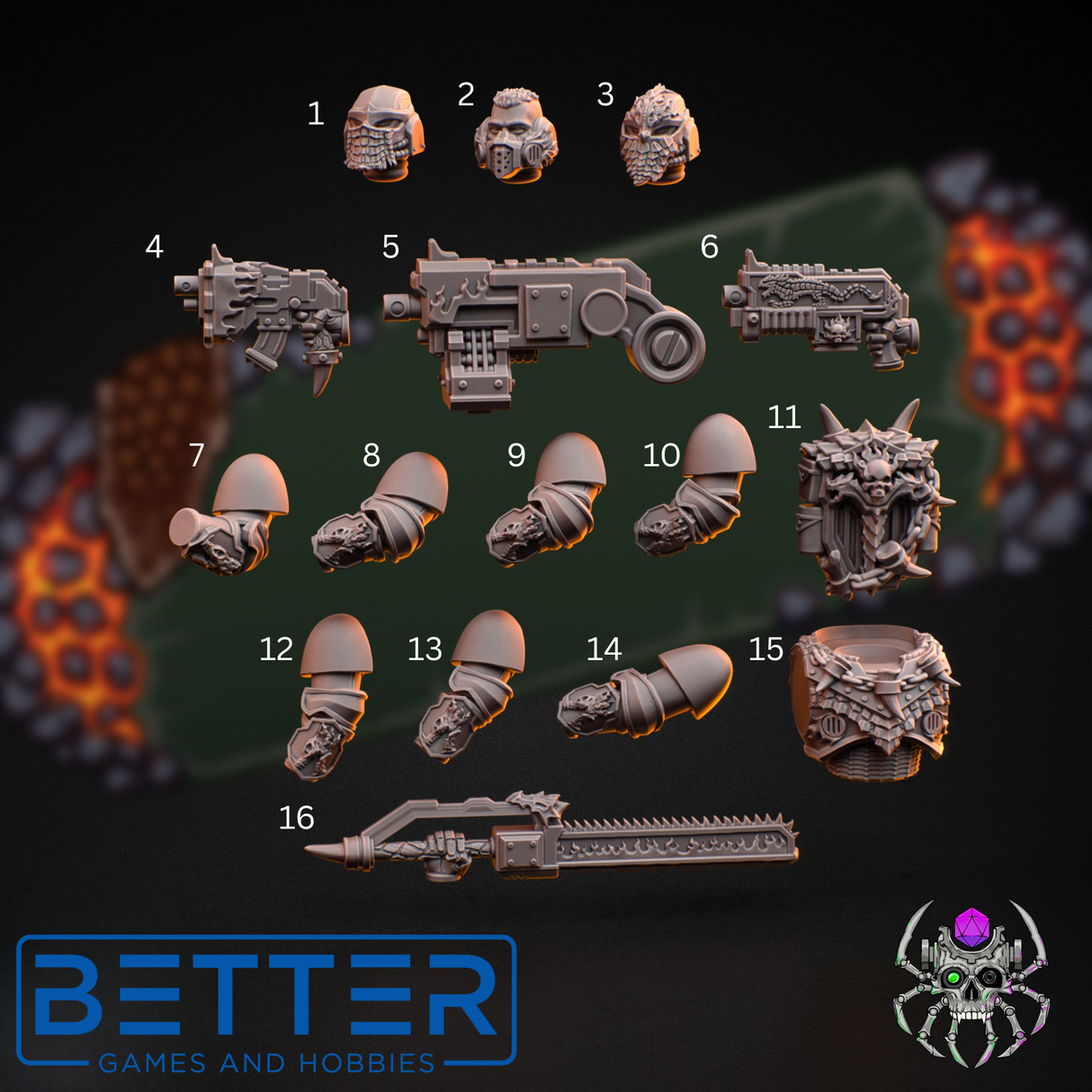 Flame Lizards - Dragon Riders Bits. Conversion parts for sci-fi wargaming, 2nd born marine