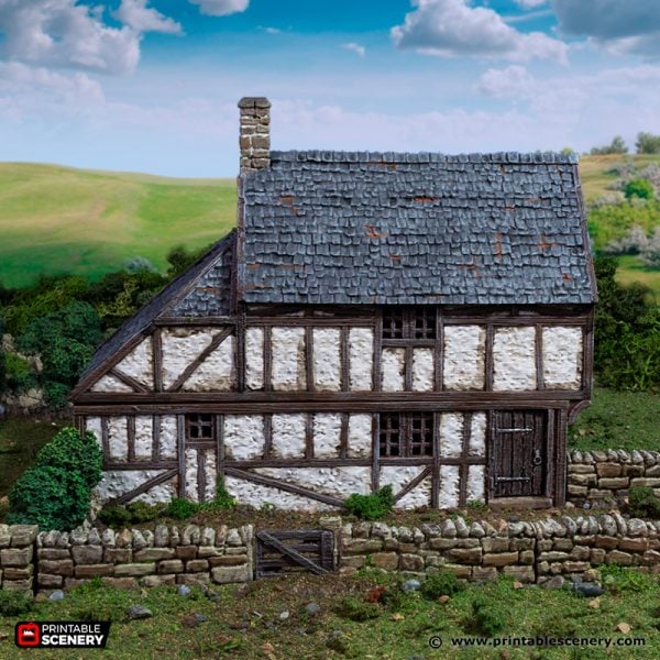 Wattle & Daub Hollyhock Cottage - (28, 15, or 10mm scale) - King and Country