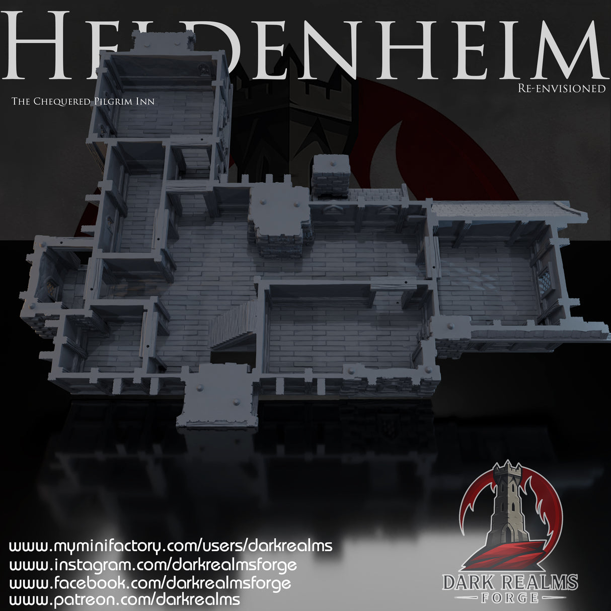 Heldenheim - Pilgrim Inn. 32, 28, 15 & 10mm scale for Fantasy terrain, RPG