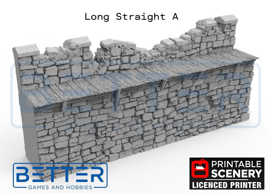 Ruined Norman Fort Wall Sections - (28, 15 or 10mm scale) - King and Country