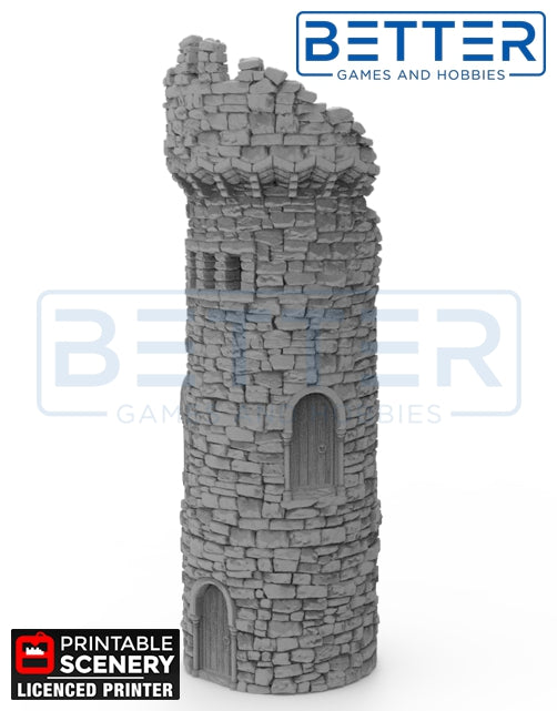 Ruined Kings Round Tower - (28, 15 or 10mm scale) - King and Country
