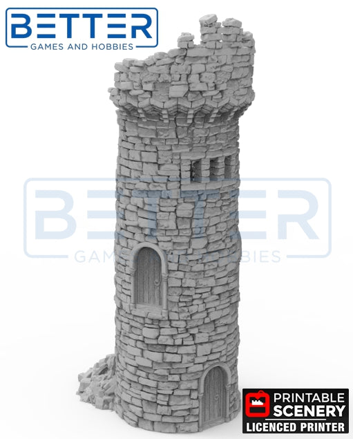 Ruined Kings Round Tower - (28, 15 or 10mm scale) - King and Country