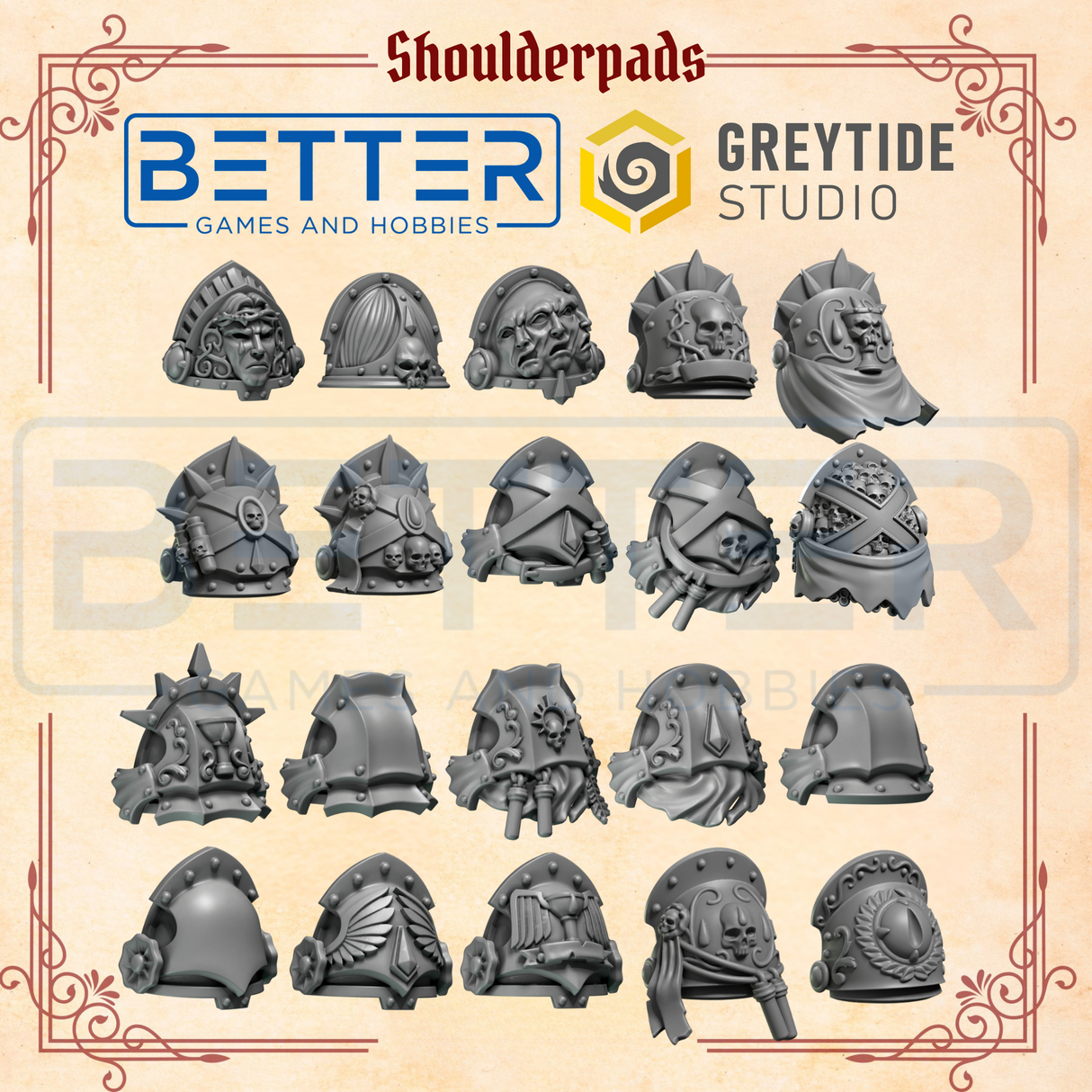 Shoulder Pads - Crimson Lords for 2nd Born Marines