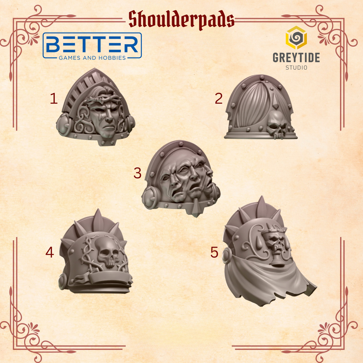 Shoulder Pads - Crimson Lords for 2nd Born Marines