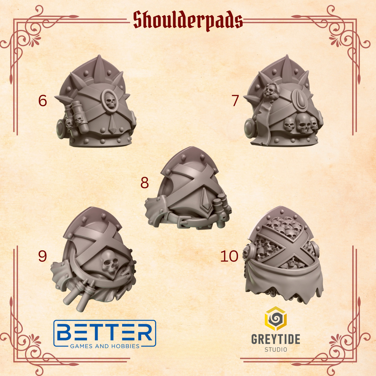 Shoulder Pads - Crimson Lords for 2nd Born Marines