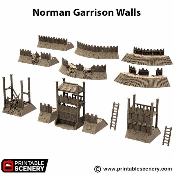 Ruined Norman Garrison Walls - (28, 15 or 10mm scale) - King and Country
