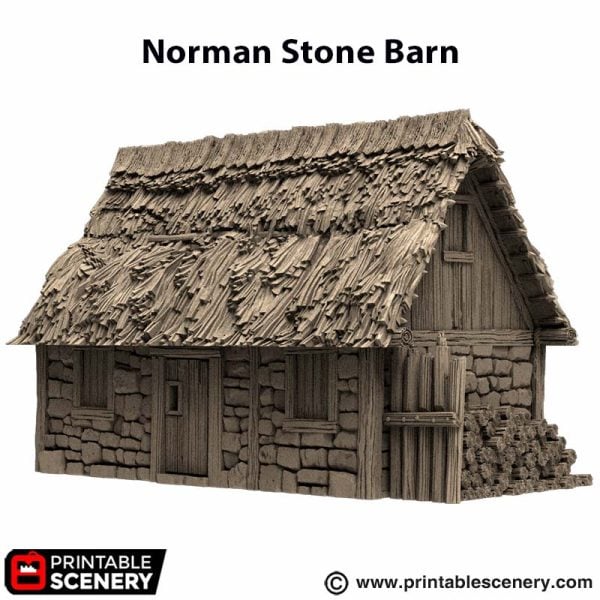 Norman Stone Barn - (28, 15, or 10mm scale) - King and Country