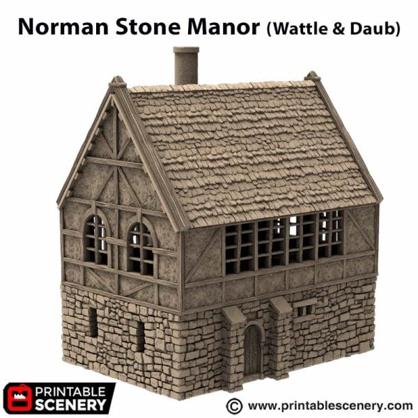 Wattle & Daub Stone Manor - (28, 15, or 10mm scale) - King and Country