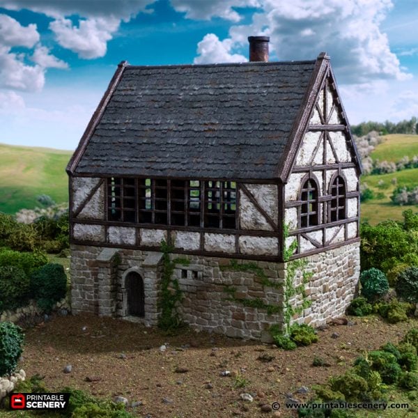 Wattle & Daub Stone Manor - (28, 15, or 10mm scale) - King and Country
