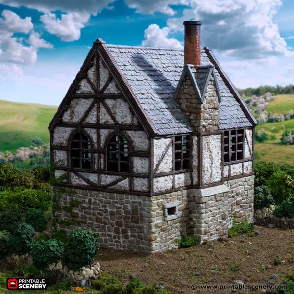 Wattle & Daub Stone Manor - (28, 15, or 10mm scale) - King and Country