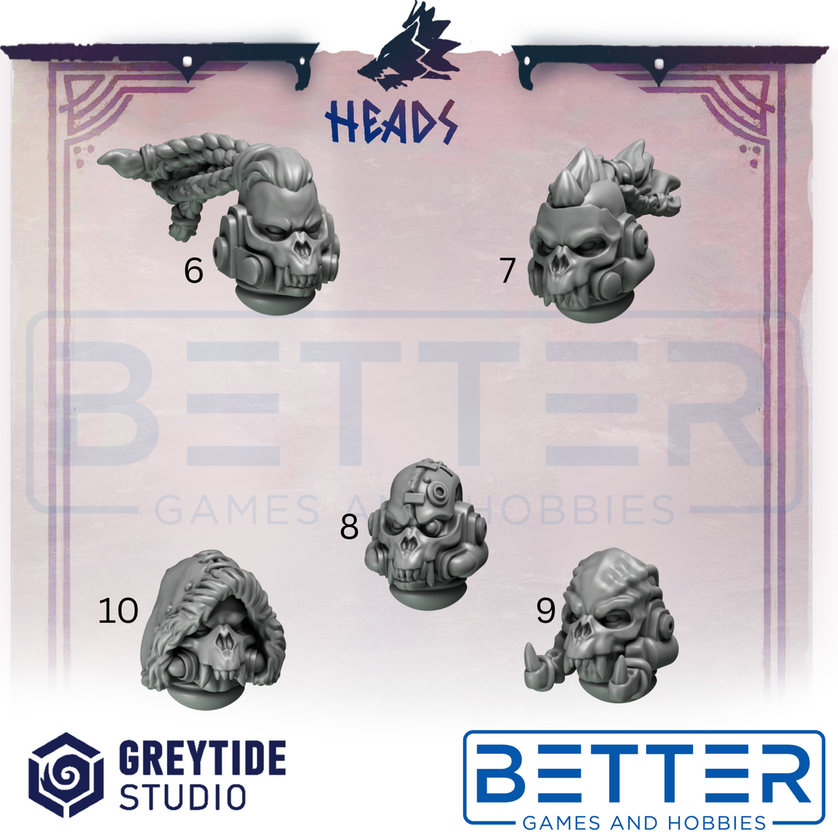 Heads - Primal Hounds for 2nd Born marines, Sci-Fi wargaming RPG