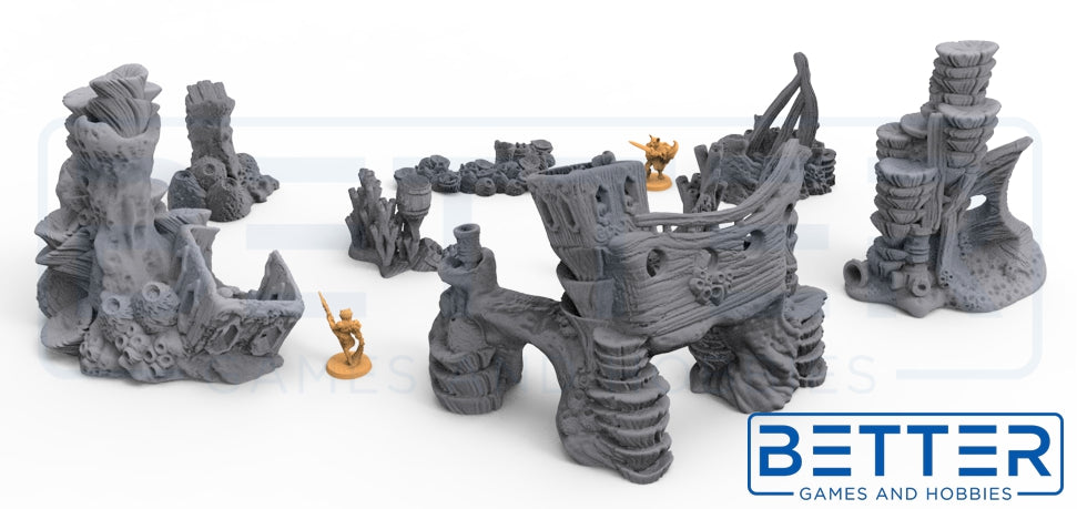 Shipwreck Coral (28mm Scale) 3d printed Tabletop Terrain Scenery
