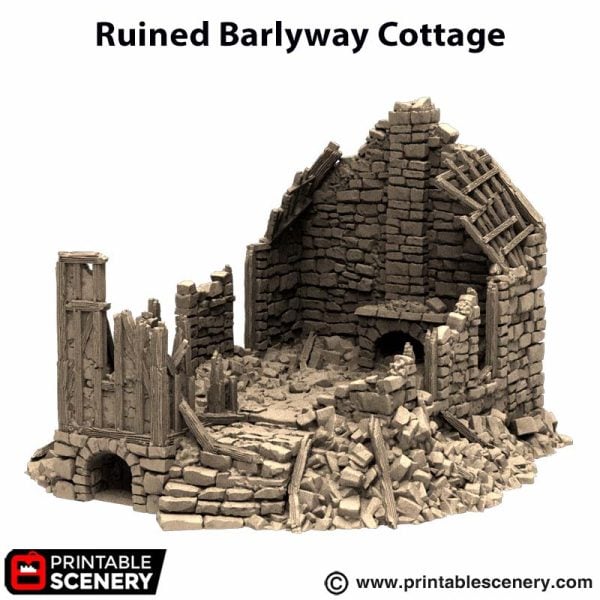 Ruined Barlyway Cottage - (28, 15, or 10mm scale) - King and Country