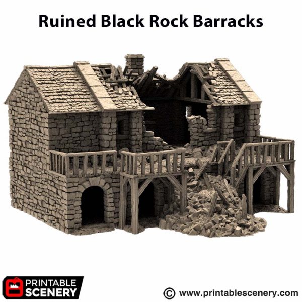 Ruined Black Rock Barracks - (28, 15 or 10mm scale) - King and Country