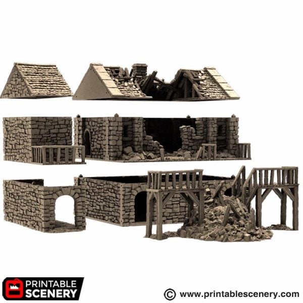 Ruined Black Rock Barracks - (28, 15 or 10mm scale) - King and Country