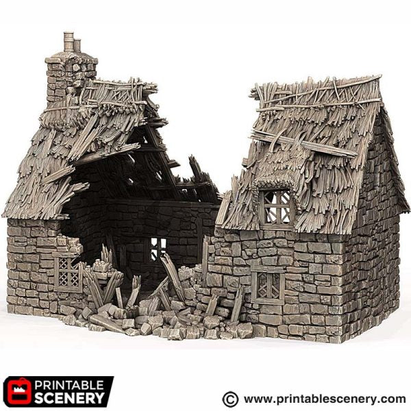 Ruined Country Manor - (28, 15, or 10mm scale) - King and Country