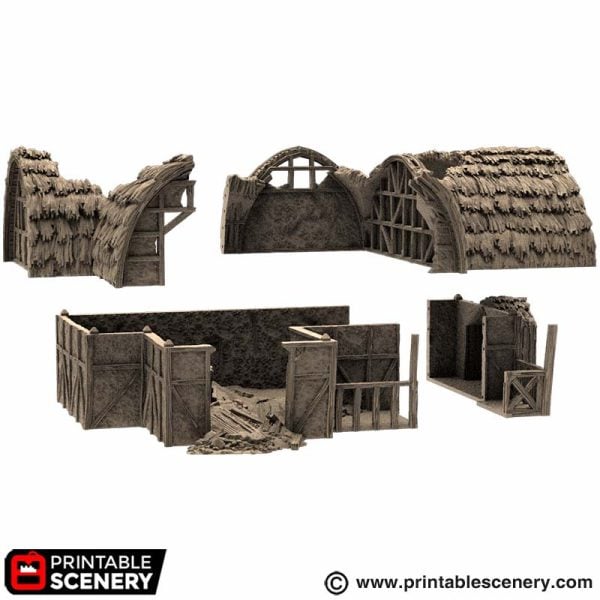 Ruined Country Stables - (28, 15, or 10mm scale) - King and Country