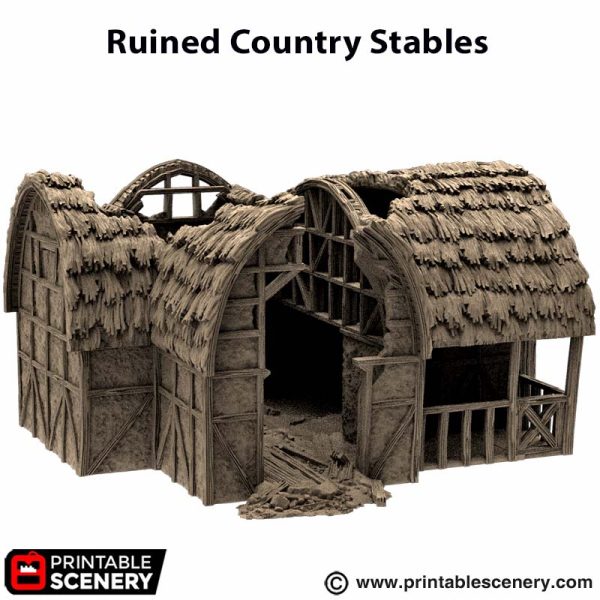Ruined Country Stables - (28, 15, or 10mm scale) - King and Country