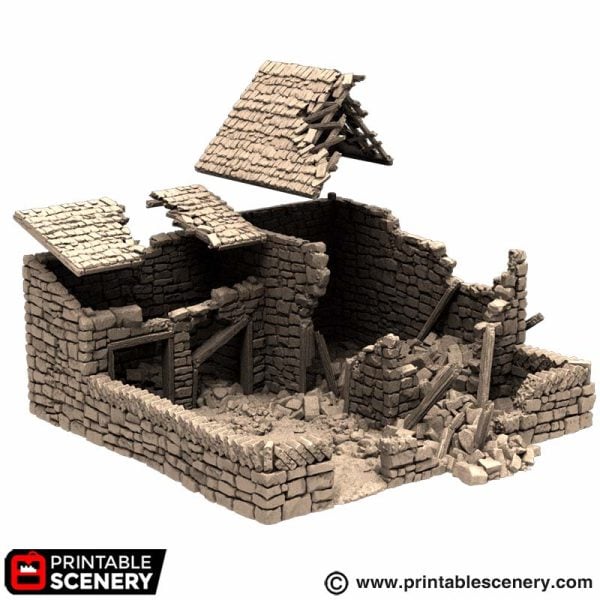 Ruined Farm Pig Pen - (28, 15, or 10mm scale) - King and Country