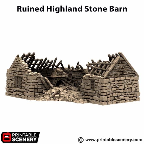 Ruined Highland Stone Barn - (28, 15, or 10mm scale) - King and Country