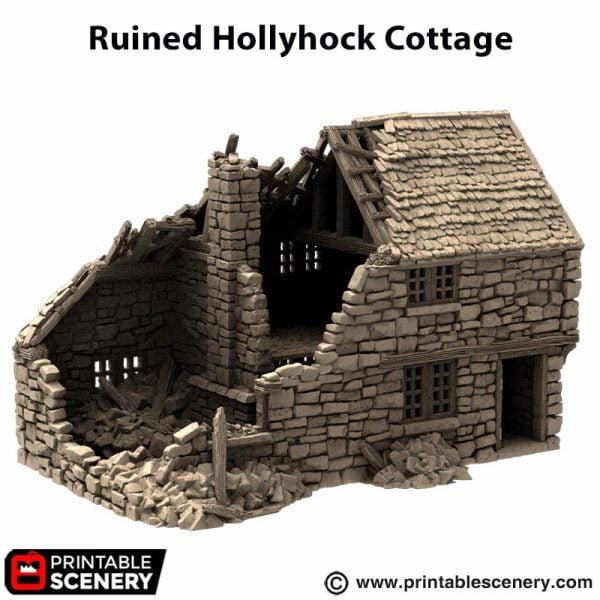 Ruined Holyhock Cottage - (28, 15, or 10mm scale) - King and Country