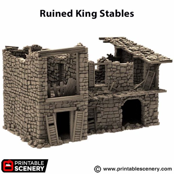 Ruined Kings Stables - (28, 15 or 10mm scale) - King and Country