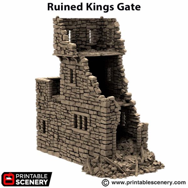 Ruined Kings Gate - (28, 15 or 10mm scale) - King and Country