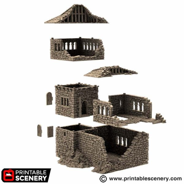 Ruined Kings Quarters - (28, 15 or 10mm scale) - King and Country