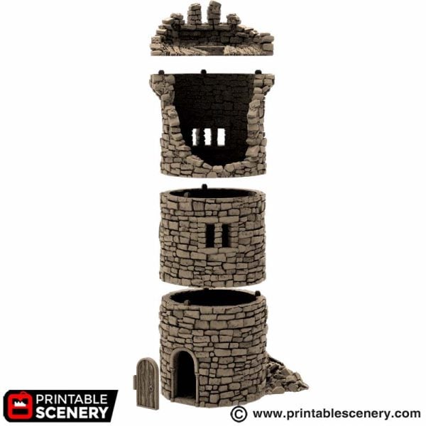Ruined Kings Round Tower - (28, 15 or 10mm scale) - King and Country