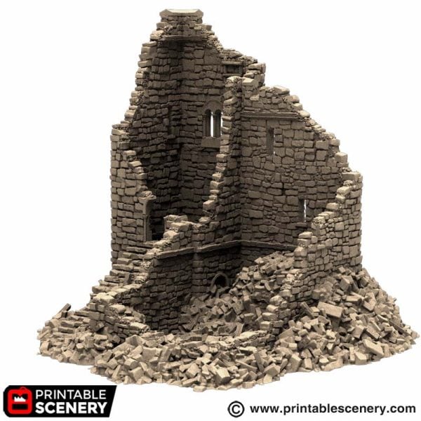 Ruined Norman Stone Fort - (28, 15 or 10mm scale) - King and Country