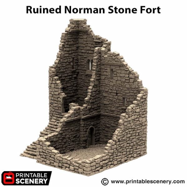 Ruined Norman Stone Fort - (28, 15 or 10mm scale) - King and Country