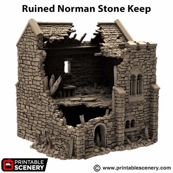 Ruined Norman Stone Keep - (28, 15 or 10mm scale) - King and Country