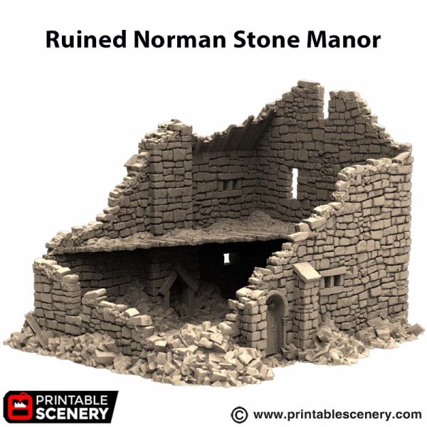 Ruined Norman Stone Manor - (28, 15 or 10mm scale) - King and Country