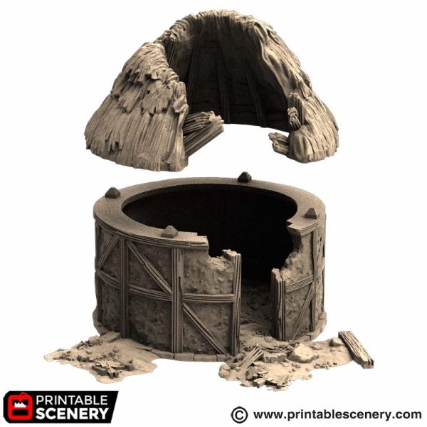 Ruined Small Round House - (28, 15, or 10mm scale) - King and Country