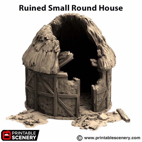 Ruined Small Round House - (28, 15, or 10mm scale) - King and Country
