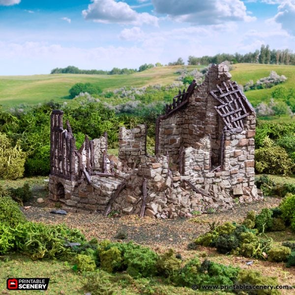 Ruined Barlyway Cottage - (28, 15, or 10mm scale) - King and Country