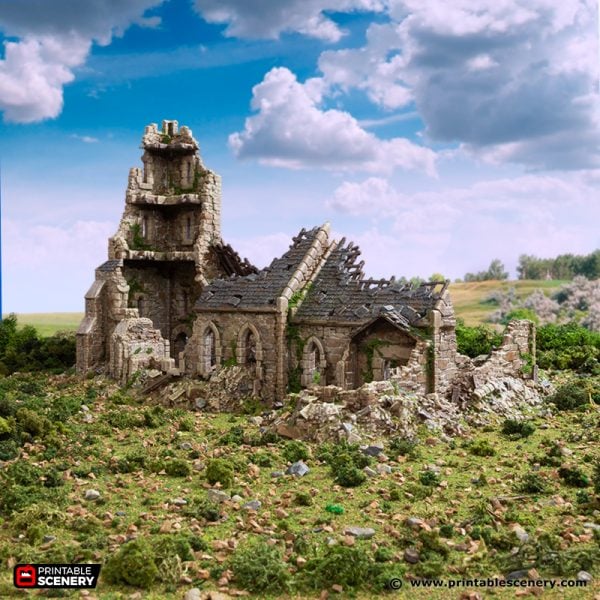 Ruined Norman Church - (28, 15, or 10mm scale) - King and Country