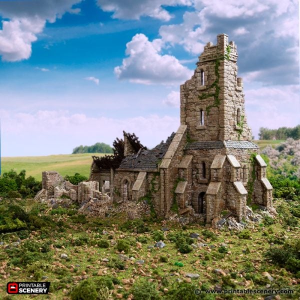 Ruined Norman Church - (28, 15, or 10mm scale) - King and Country