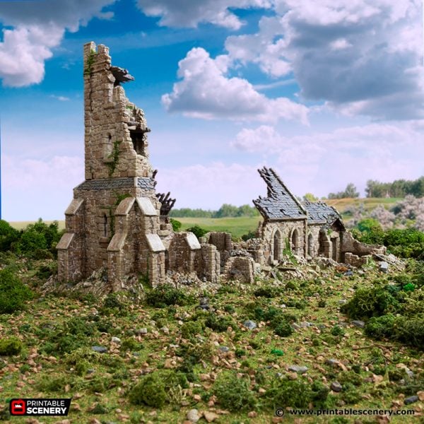 Ruined Norman Church - (28, 15, or 10mm scale) - King and Country