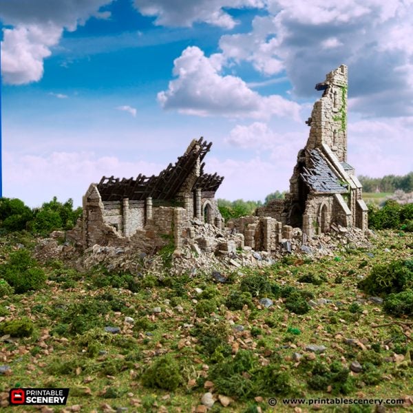 Ruined Norman Church - (28, 15, or 10mm scale) - King and Country