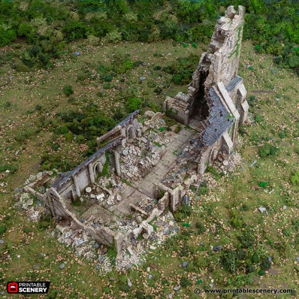 Ruined Norman Church - (28, 15, or 10mm scale) - King and Country