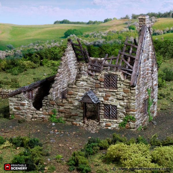 Ruined Crow Cottage - (28, 15, or 10mm scale) - King and Country