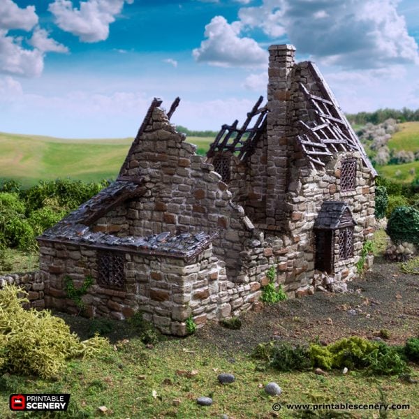 Ruined Crow Cottage - (28, 15, or 10mm scale) - King and Country