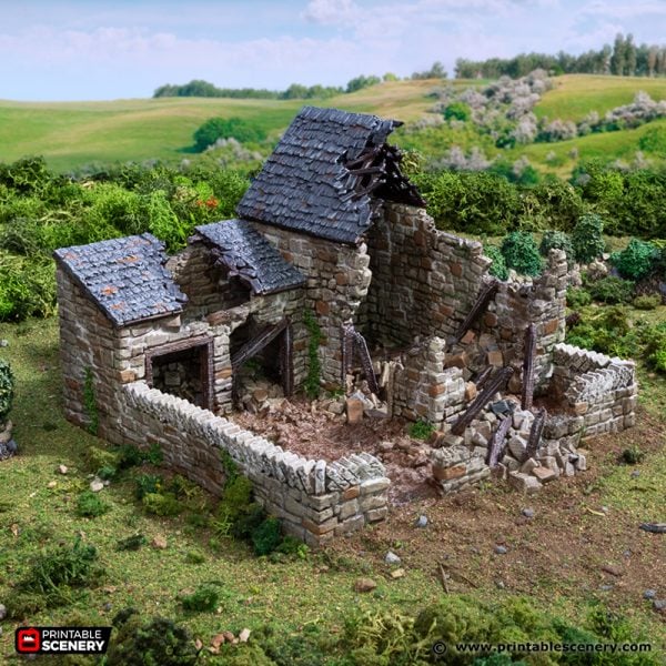 Ruined Farm Pig Pen - (28, 15, or 10mm scale) - King and Country