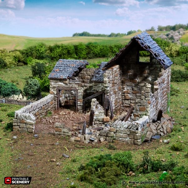Ruined Farm Pig Pen - (28, 15, or 10mm scale) - King and Country