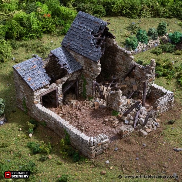 Ruined Farm Pig Pen - (28, 15, or 10mm scale) - King and Country