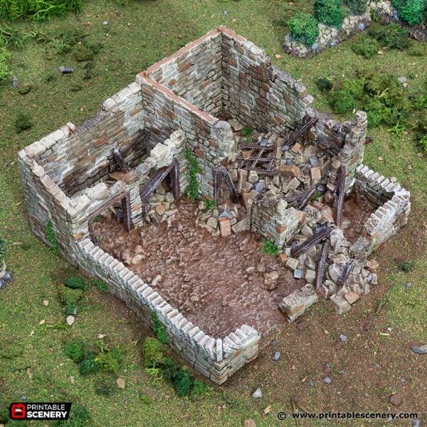 Ruined Farm Pig Pen - (28, 15, or 10mm scale) - King and Country