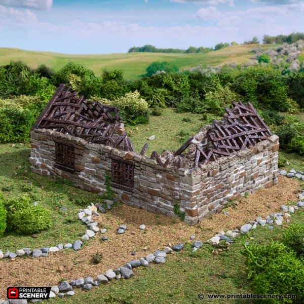 Ruined Highland Stone Barn - (28, 15, or 10mm scale) - King and Country